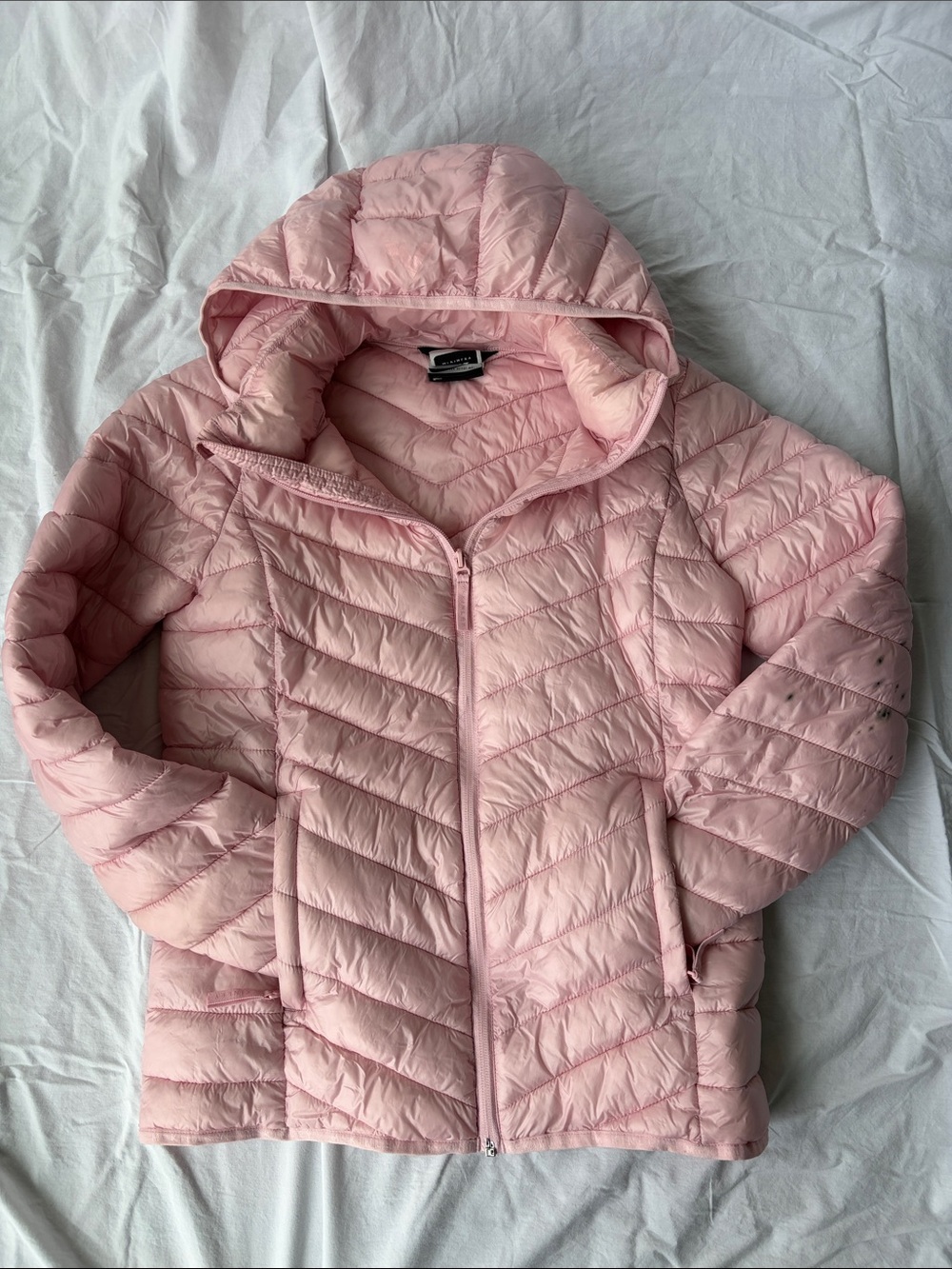 Light Pink Hooded Quilted Puffer Jacket - Women's